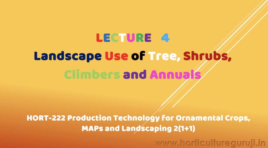 Landscape Use of Tree, Shrubs, Climbers and Annuals PPT